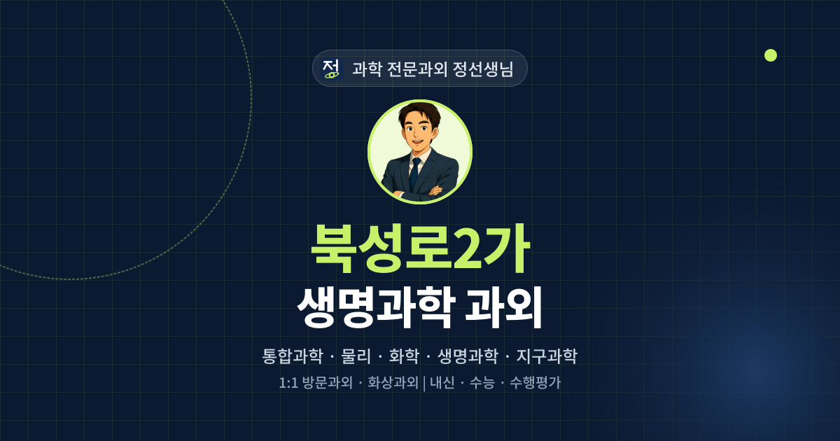 북성로2가 생명과학 과외 - 과학 전문과외 정선생님 대표 이미지