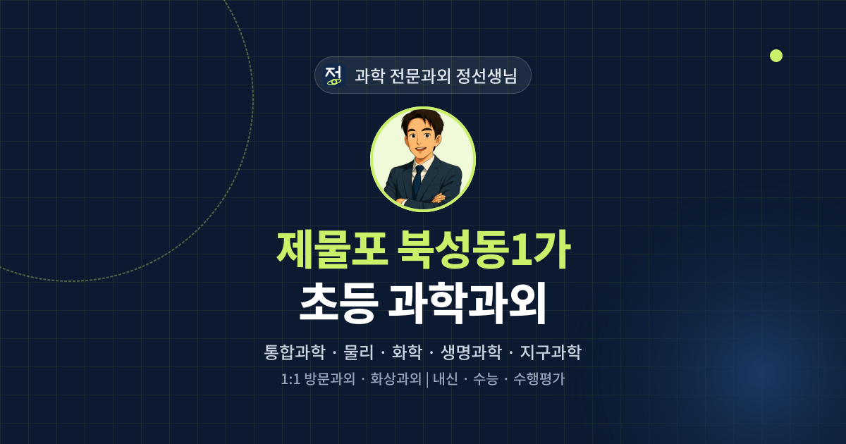 제물포 북성동1가 초등 과학과외 - 과학 전문과외 정선생님 대표 이미지