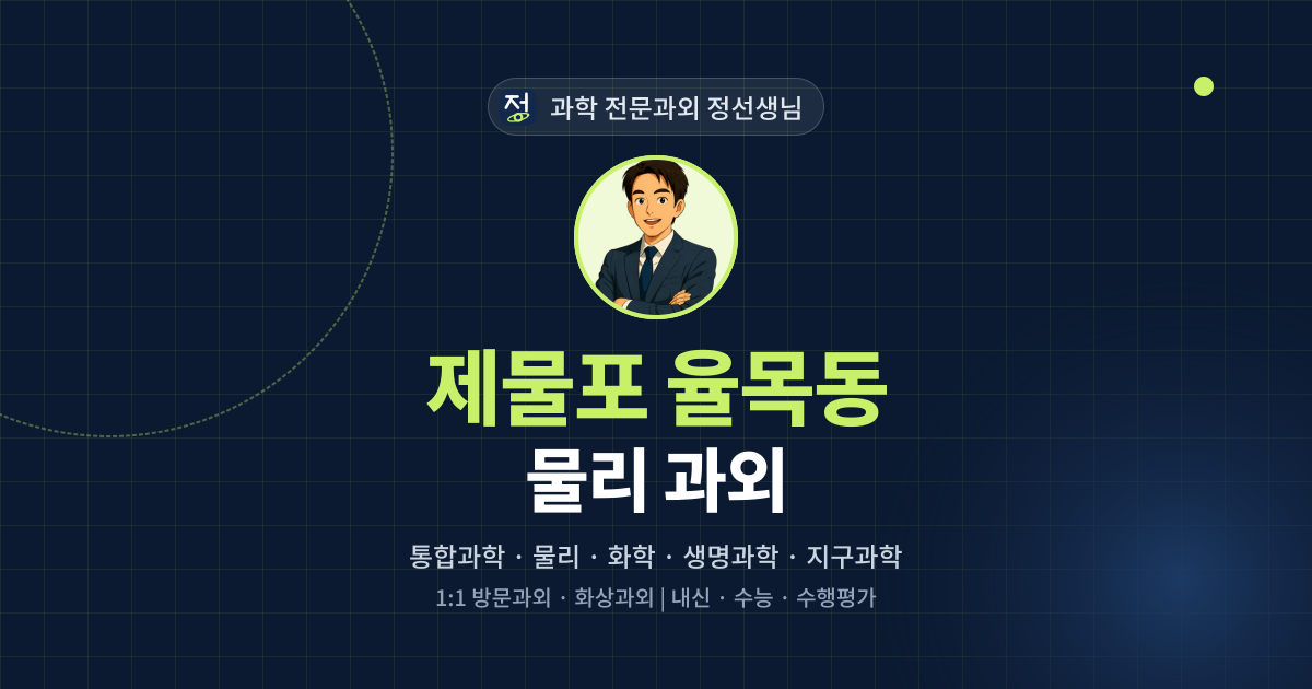 제물포 율목동 물리 과외 - 과학 전문과외 정선생님 대표 이미지