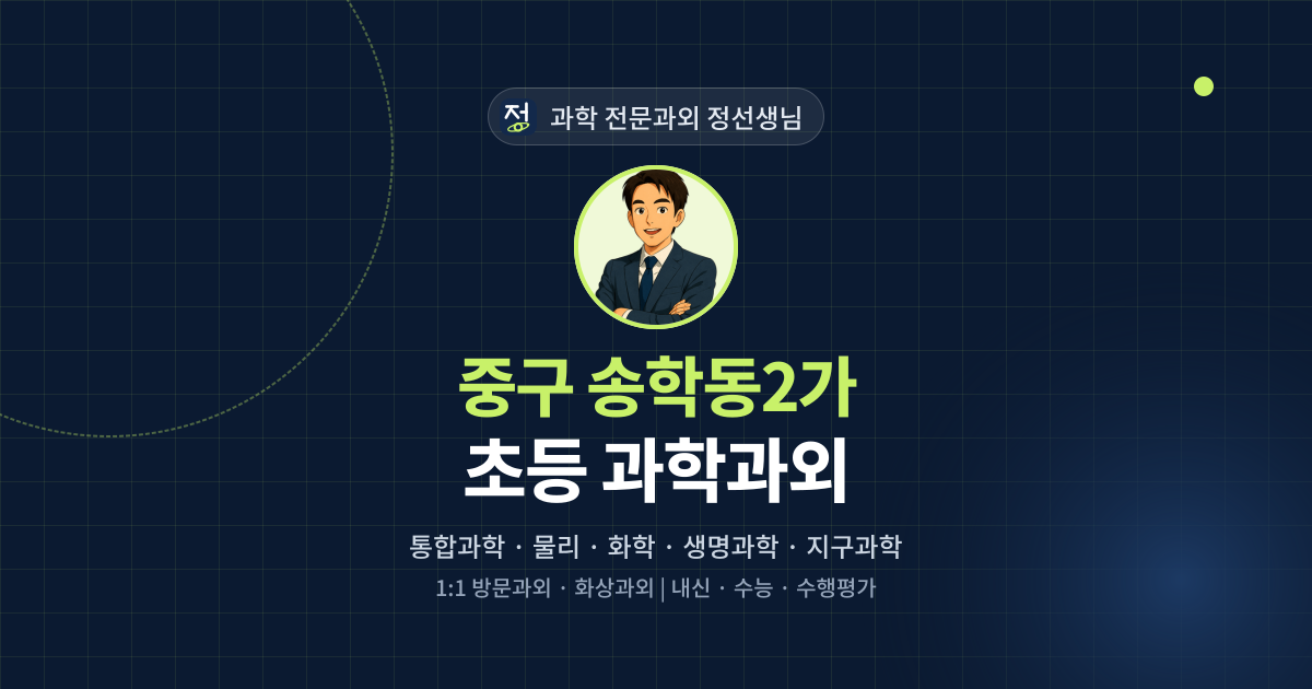 중구 송학동2가 초등 과학과외 - 과학 전문과외 정선생님 대표 이미지