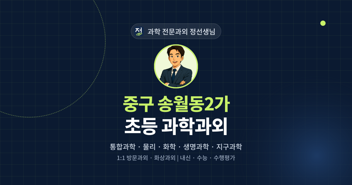 중구 송월동2가 초등 과학과외 - 과학 전문과외 정선생님 대표 이미지