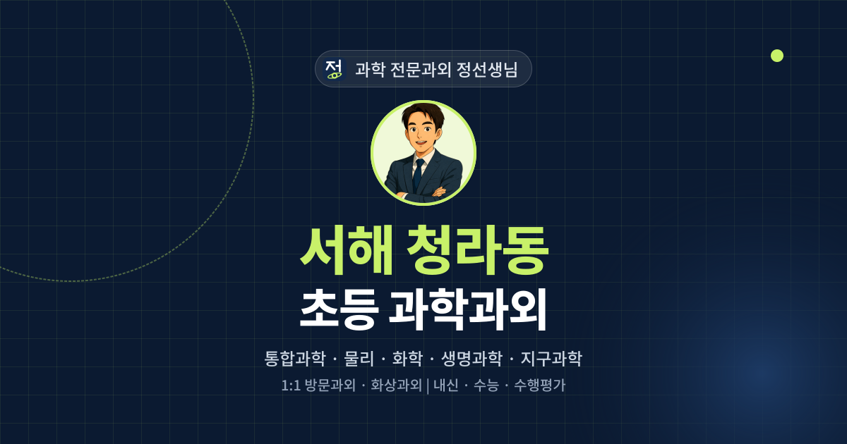 서해 청라동 초등 과학과외 - 과학 전문과외 정선생님 대표 이미지