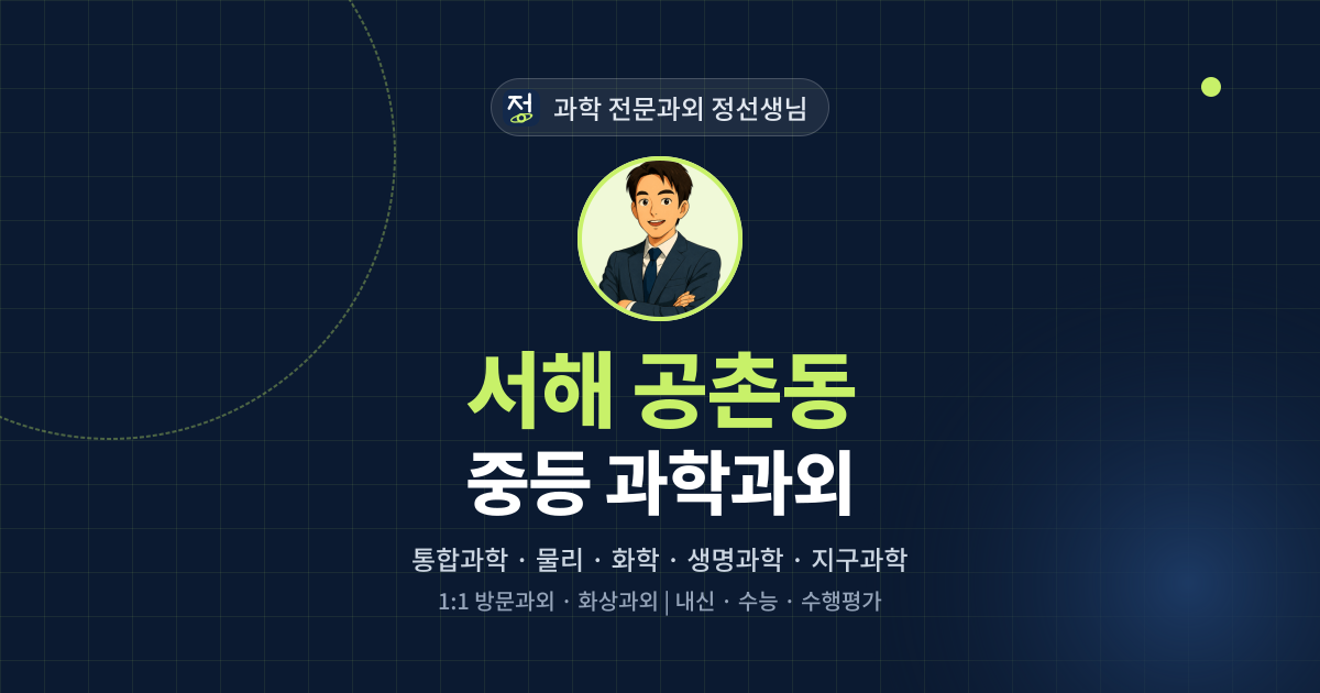 서해 공촌동 중등 과학과외 - 과학 전문과외 정선생님 대표 이미지