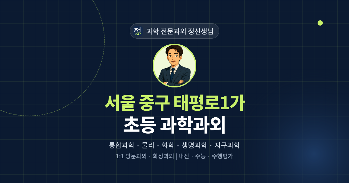 서울 중구 태평로1가 초등 과학과외 - 과학 전문과외 정선생님 대표 이미지